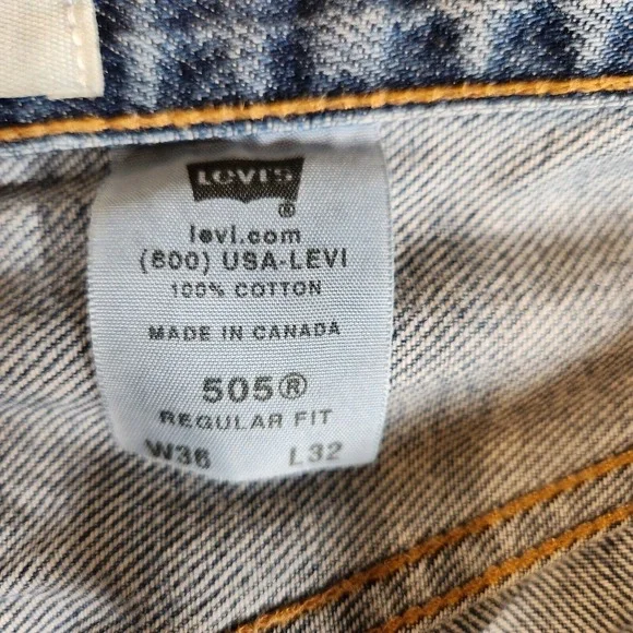 Vintage Levi's Jeans 505‎ Men's 34X31 (Tag 36X32) Blue Regular Straight Cotton - Picture 8 of 14